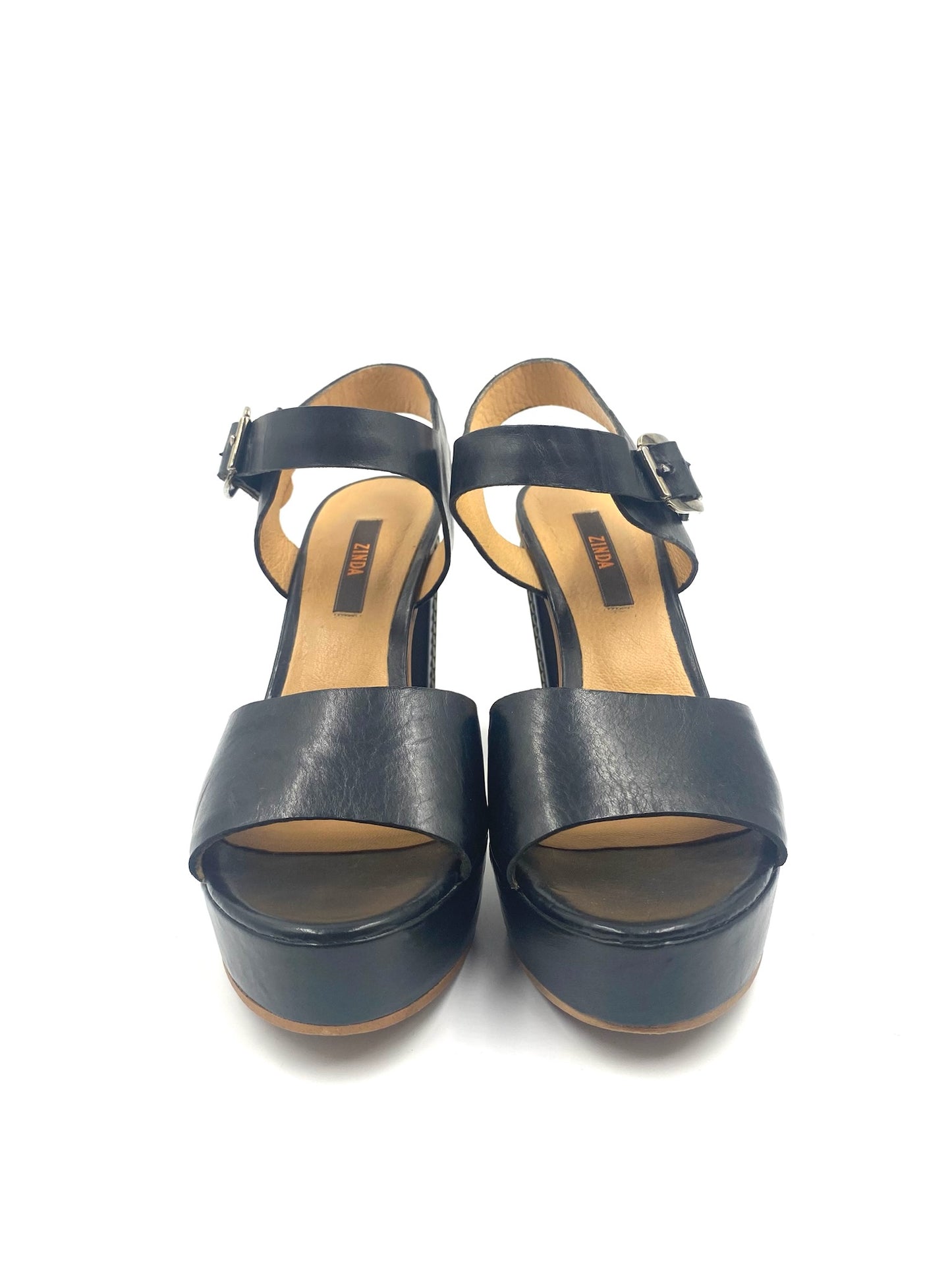 Zinda Black Platform Heels Size 38