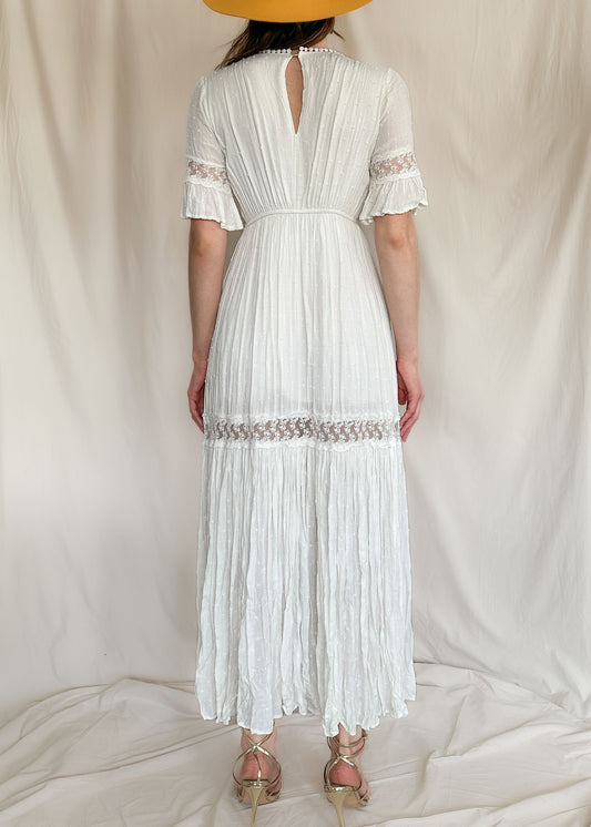 Baltic Born White “Rayne” Deep V Maxi Dress Size XL