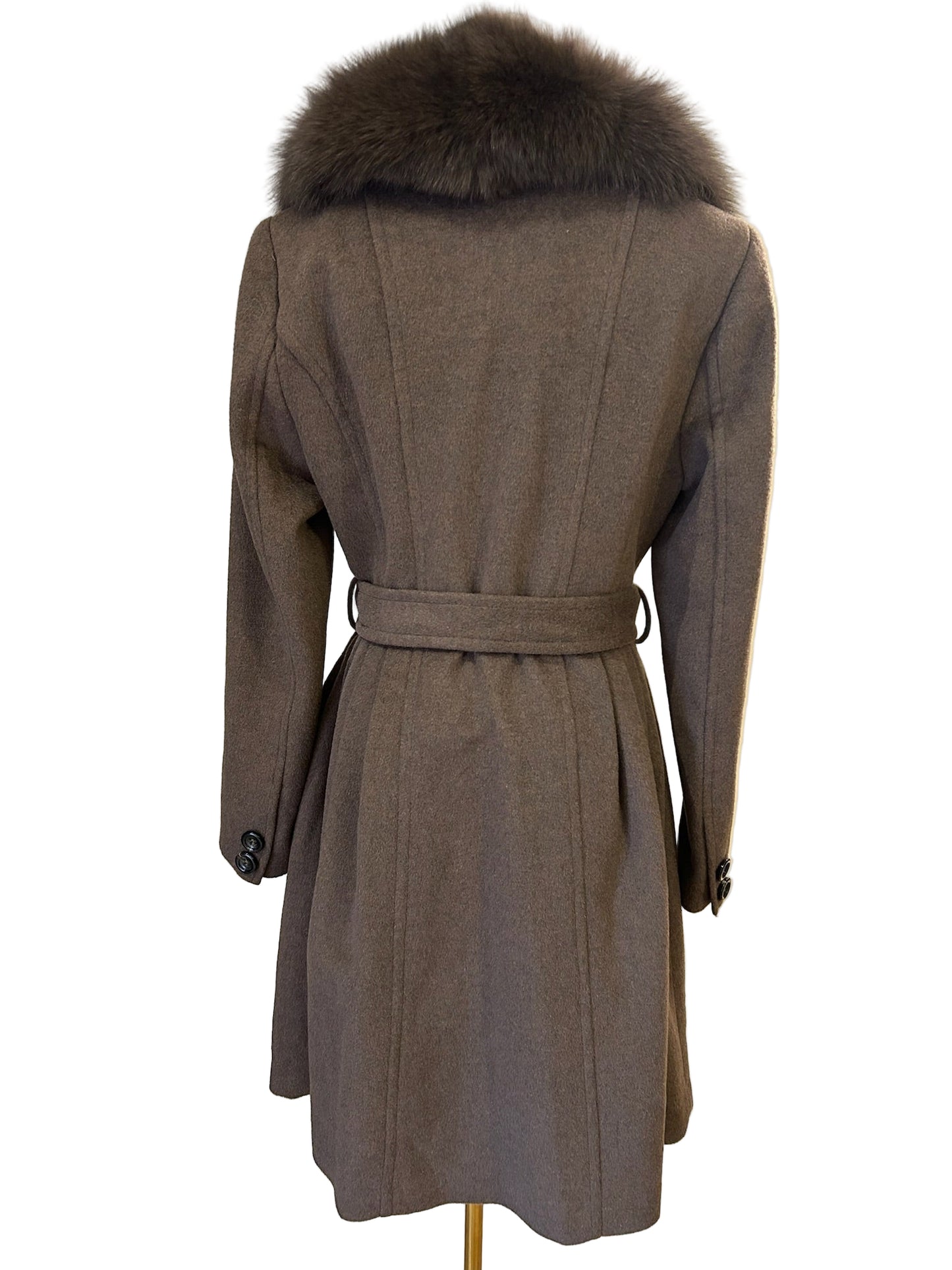 Madison The Label Brown Wool & Fox Fur Coat Size 6