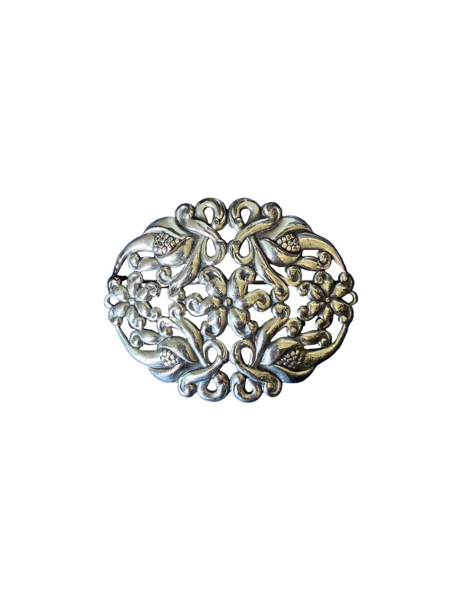 Vintage Sterling Floral Brooch
