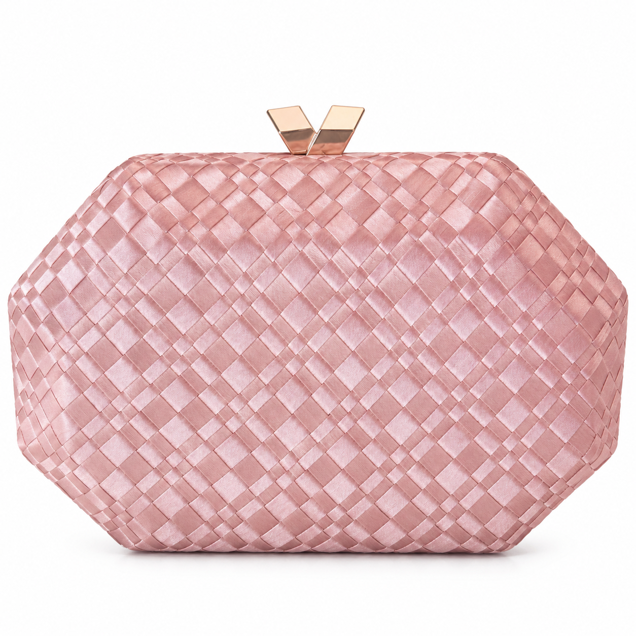 Pink Woven Hexagon Rental Clutch