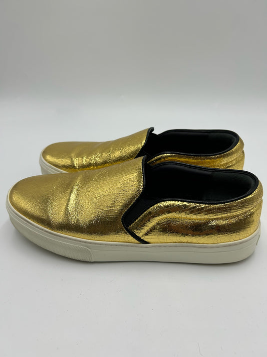 Celine Gold Cracked Leather Sneakers Size 41