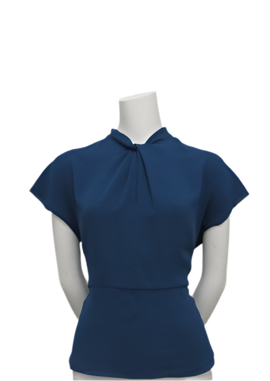 Reiss Teal Twist Neck Blouse Size 6