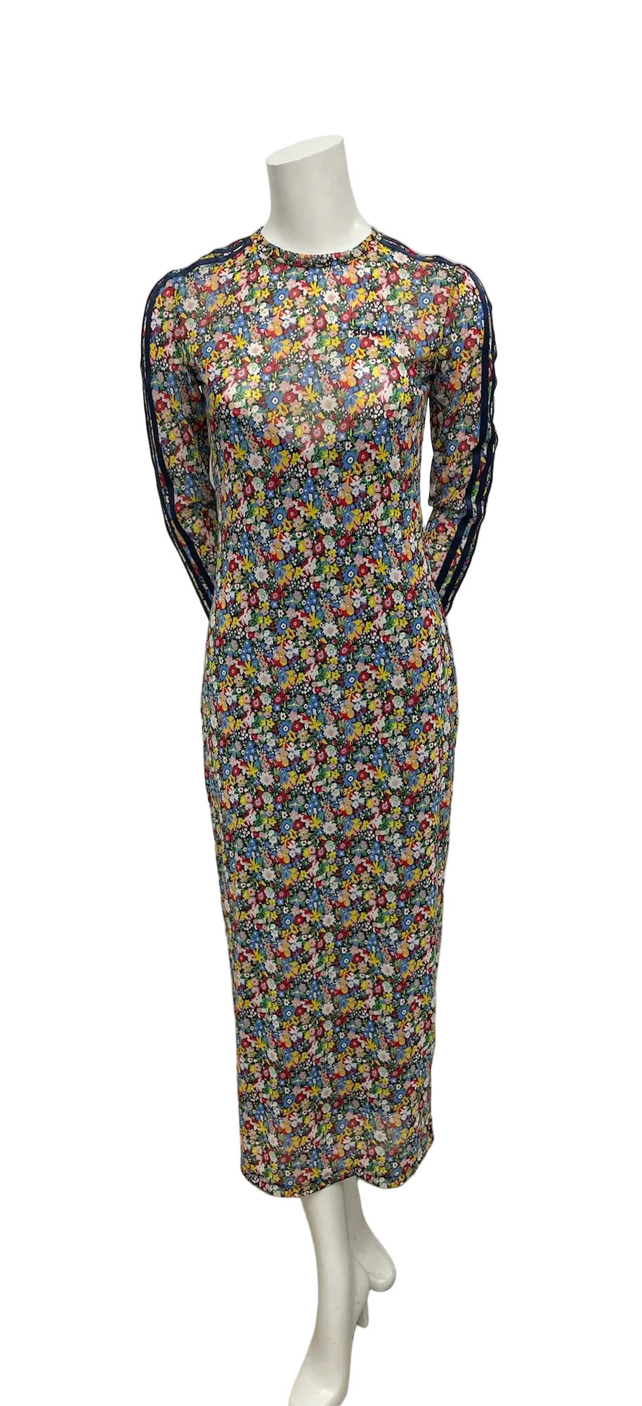 Adidas x Liberty London Long Sleeve Floral Mesh Midi Dress Fits like M