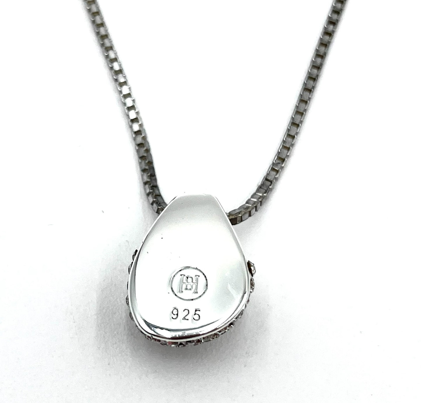 Hillberg & Bern Sterling Silver Teardrop Rhinestone Pendant Necklace