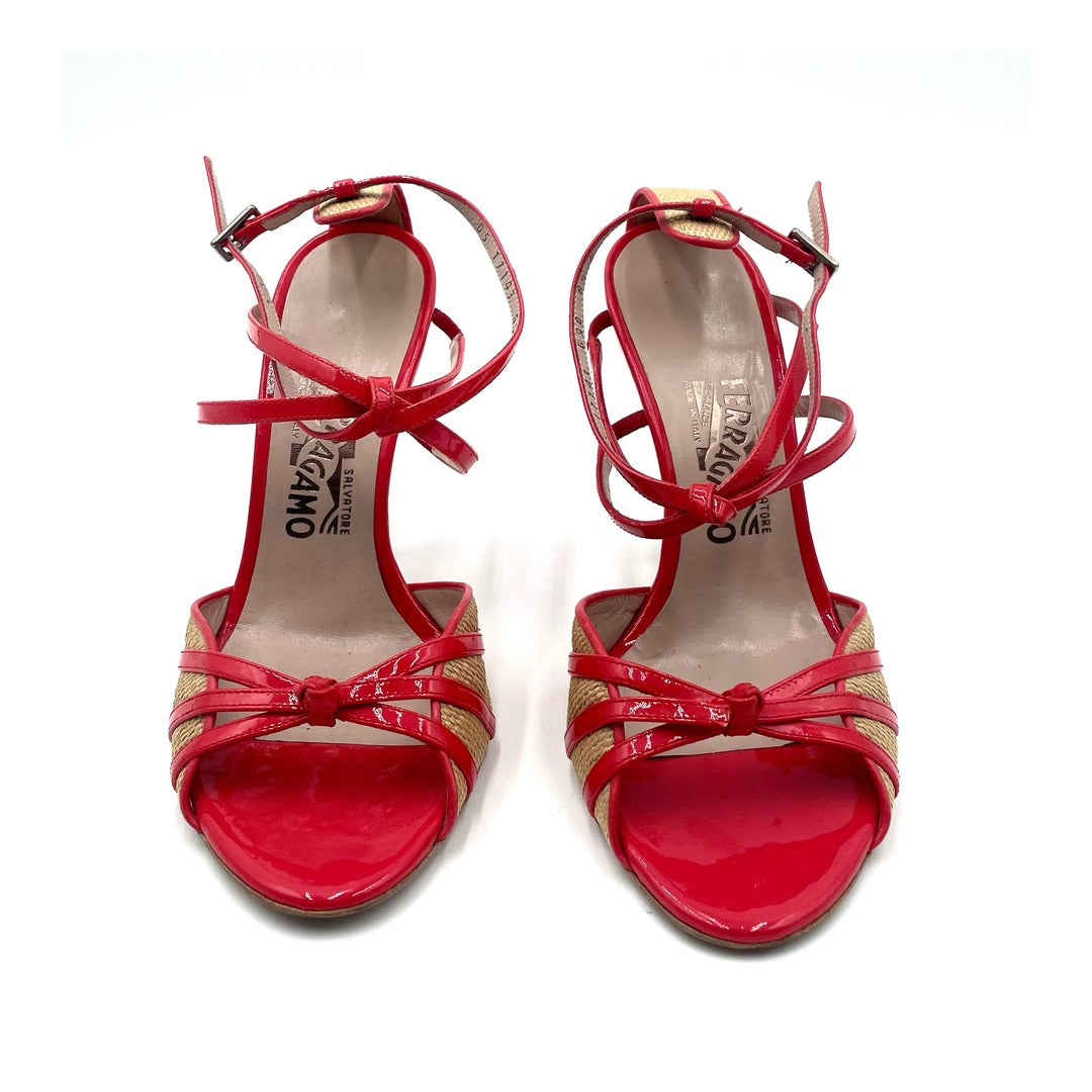 Vintage Salvatore Ferragamo Orange Strappy Heels Size 8.5