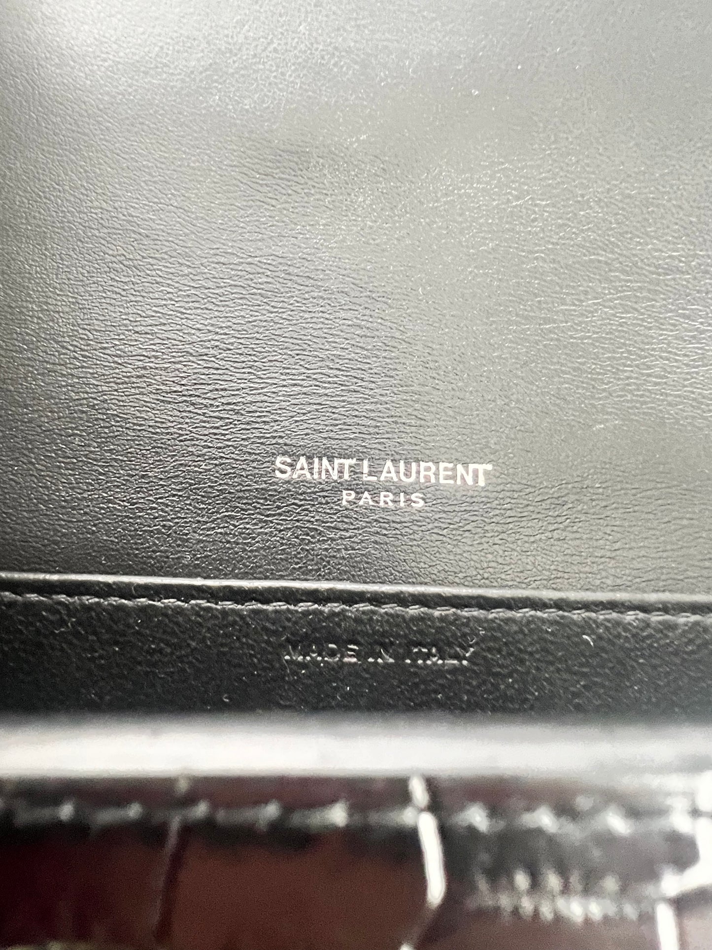 YVES Saint Laurent Uptown Black Small  Embossed Crossbody Bag with Cardholder