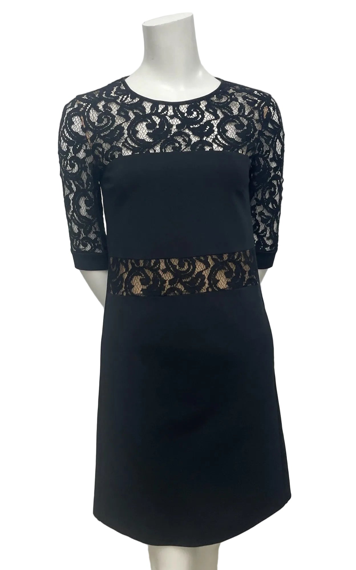 Alberta Ferretti Black Lace Sheath Dress Size 4