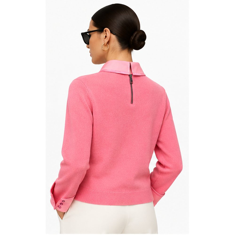Alice & Olivia Pink Porla Collared Wool Sweater Size S
