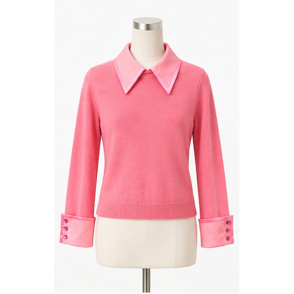 Alice & Olivia Pink Porla Collared Wool Sweater Size S