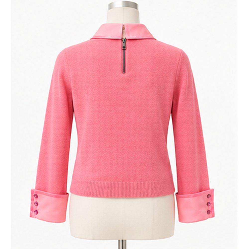 Alice & Olivia Pink Porla Collared Wool Sweater Size S
