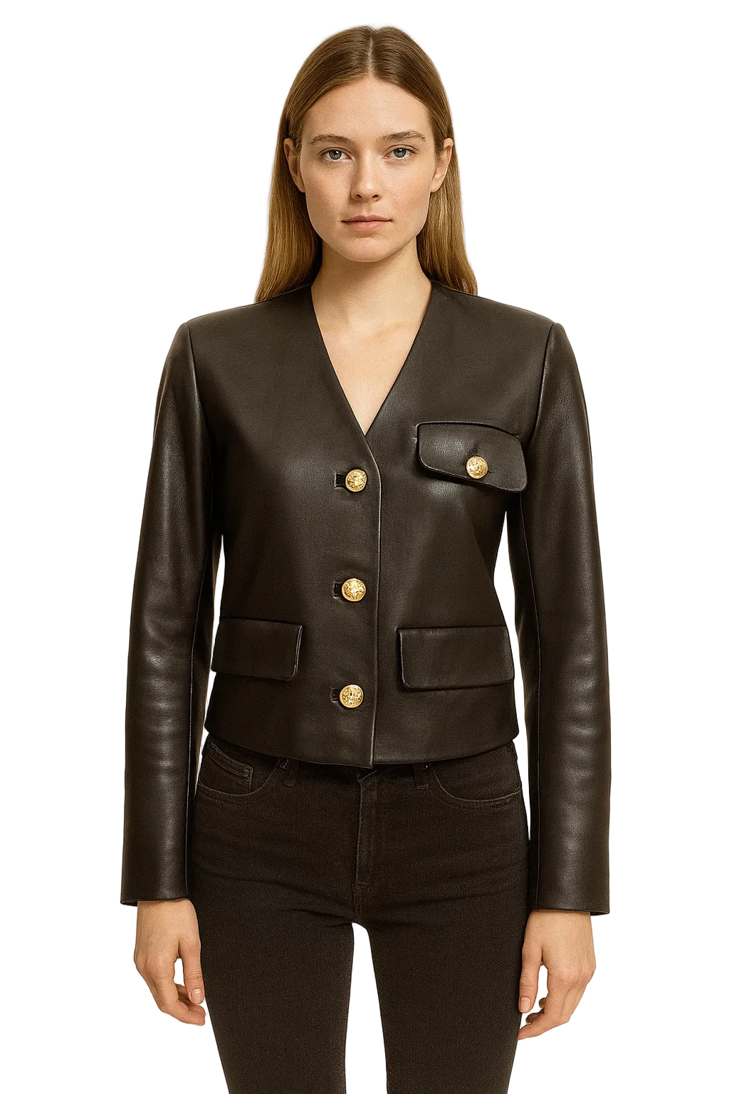 Anine Bing Black Crop Lambskin Leather Jacket Size XS