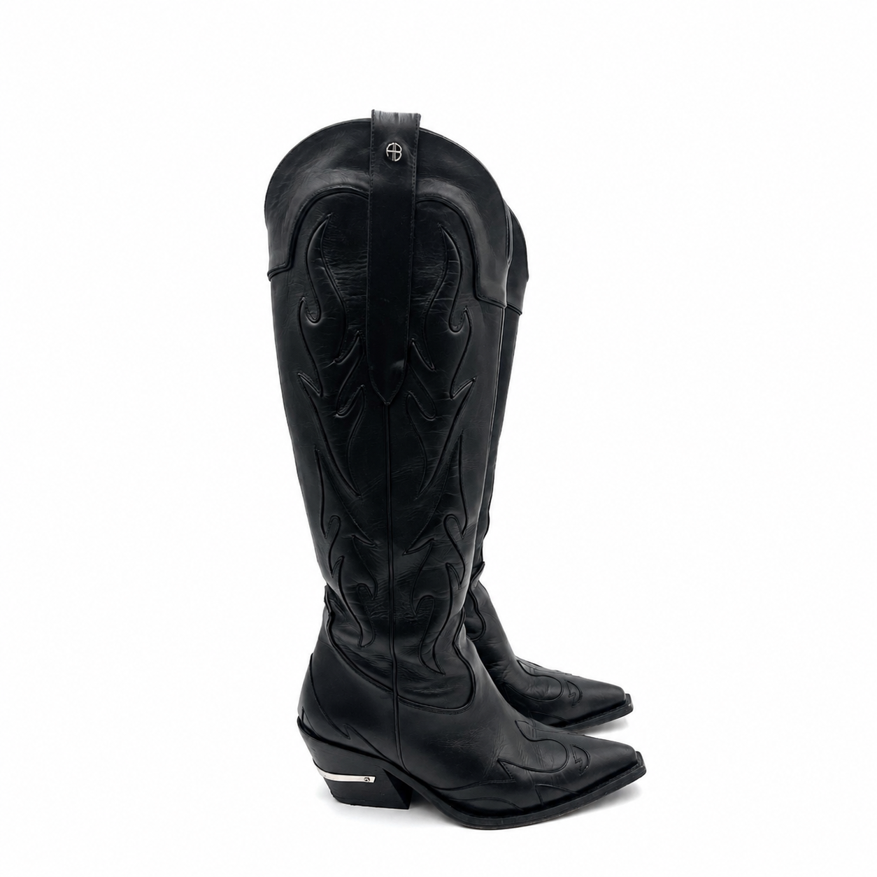 Anine Bing Black Tall Cowboy Boots Size 39
