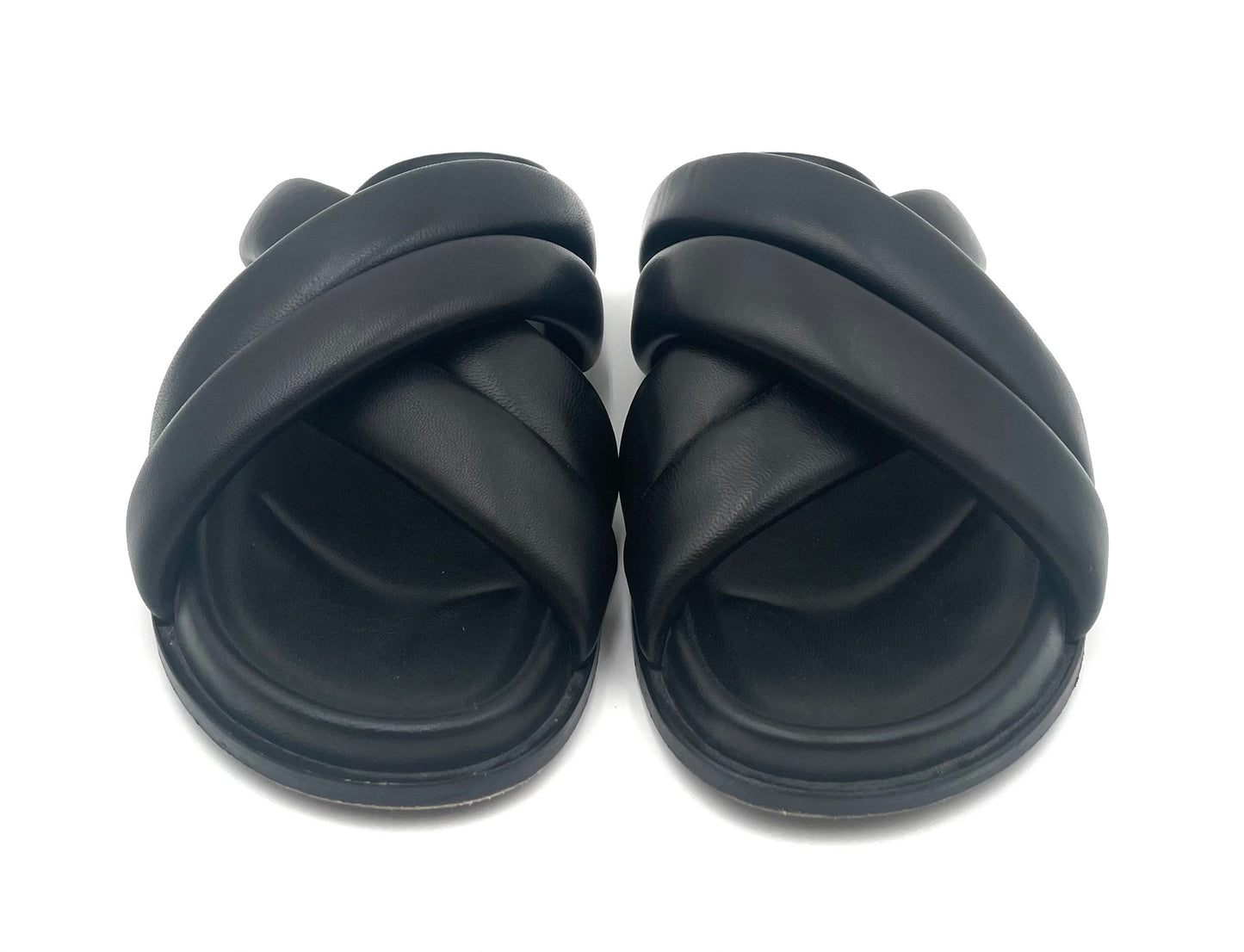 Anine Bing Lizzy Black Leather Slides Size 40