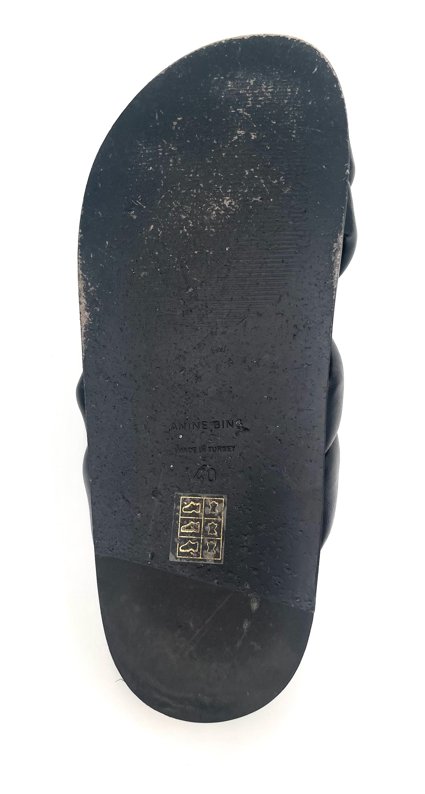 Anine Bing Lizzy Black Leather Slides Size 40