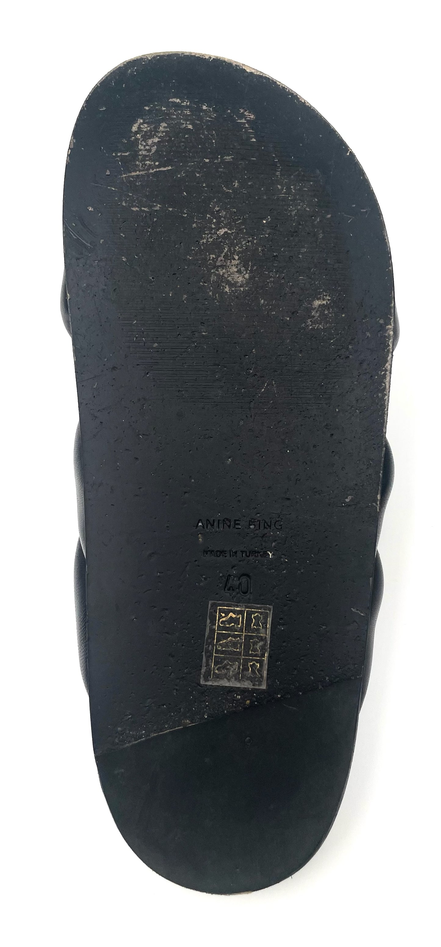 Anine Bing Lizzy Black Leather Slides Size 40