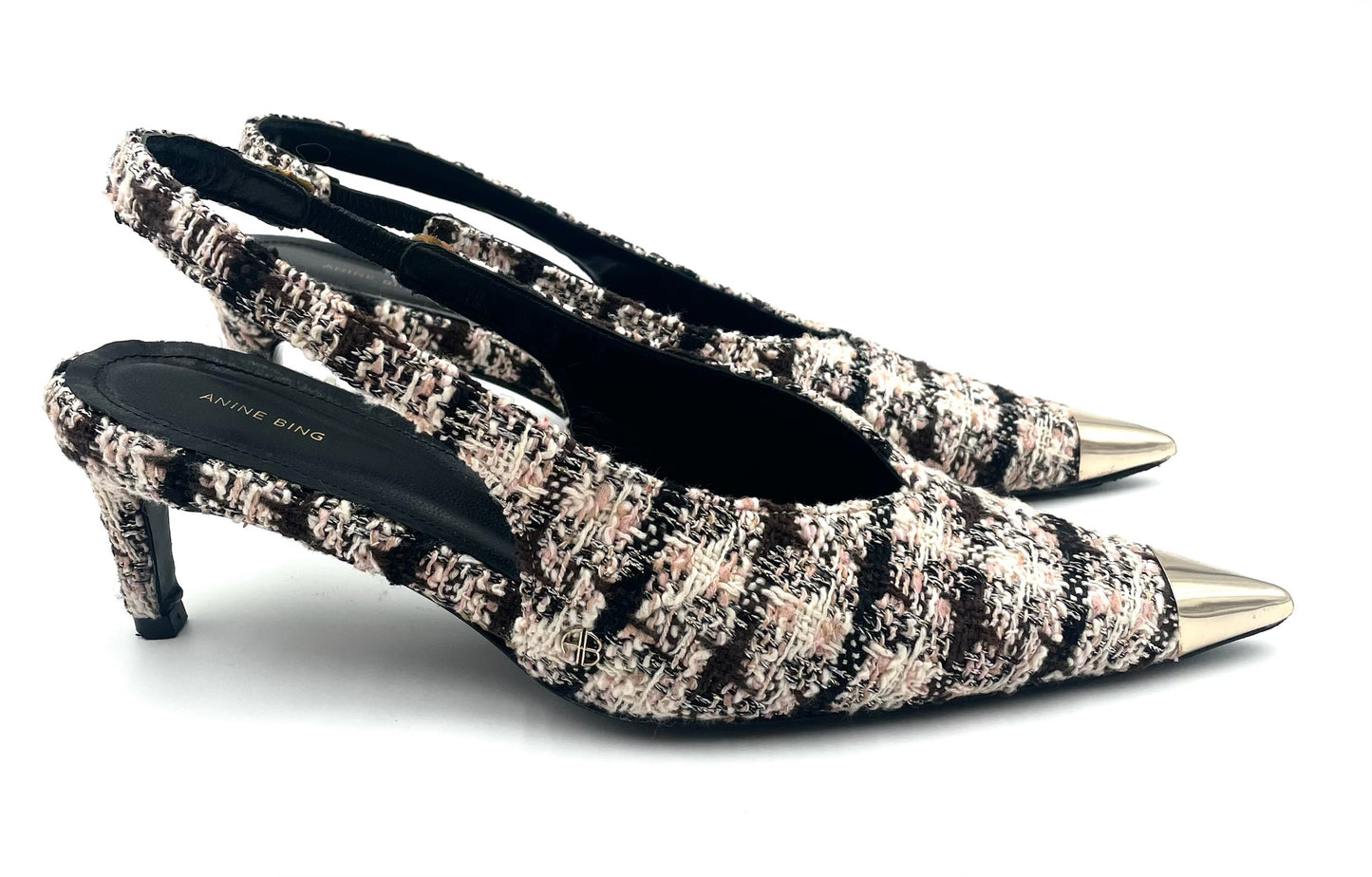 Anine Bing Tweed Slingback Heels Size 40