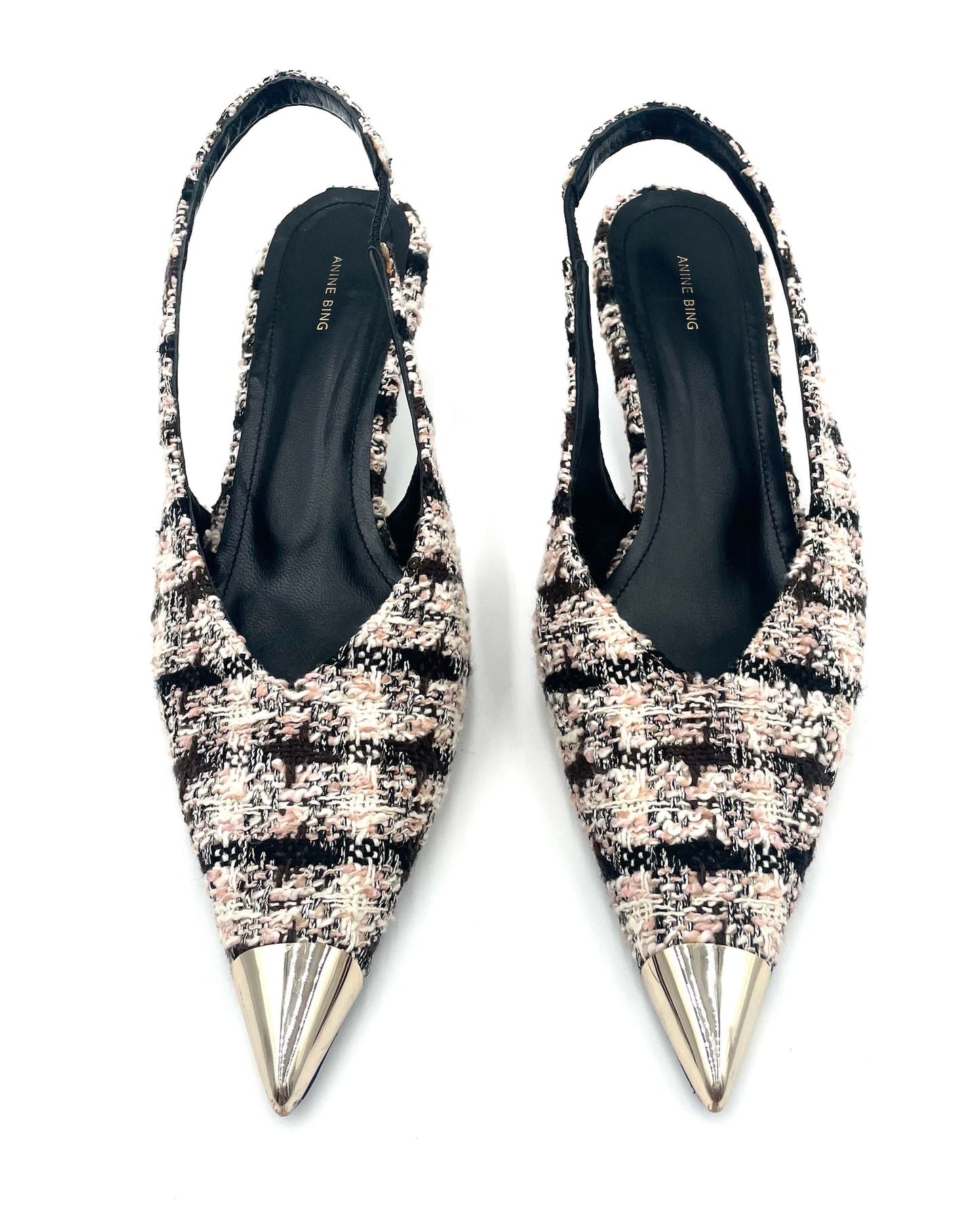 Anine Bing Tweed Slingback Heels Size 40