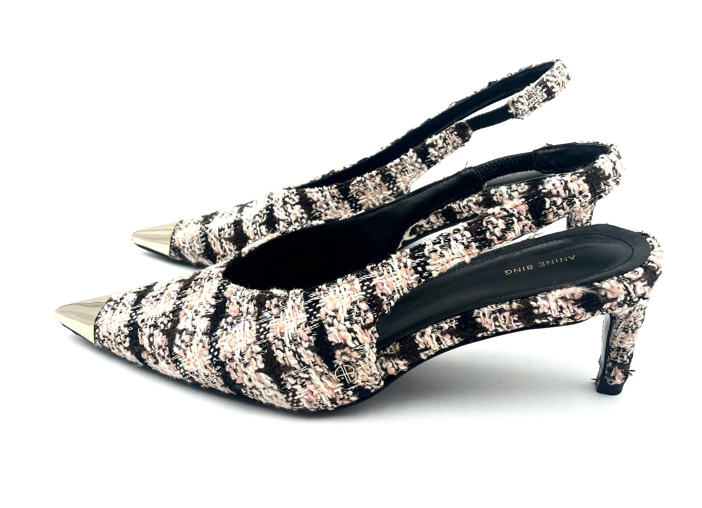 Anine Bing Tweed Slingback Heels Size 40