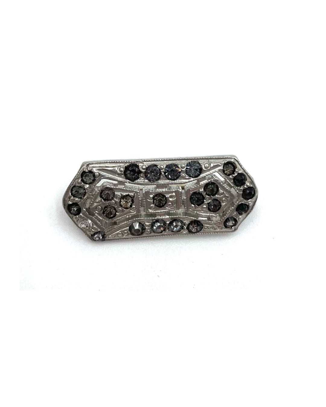 Antique Art Deco Rhinestone Silver Brooch