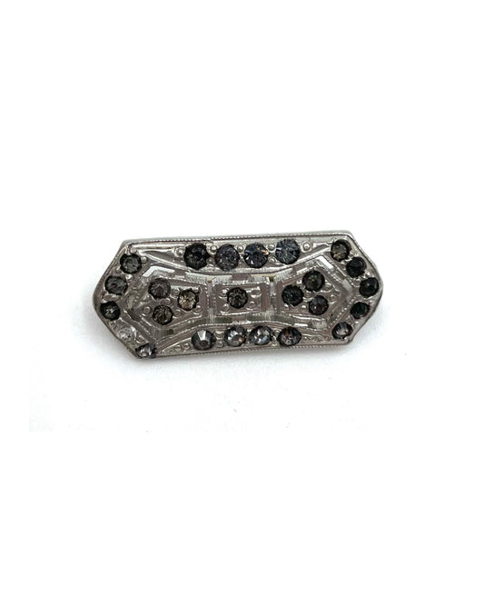 Antique Art Deco Rhinestone Silver Brooch