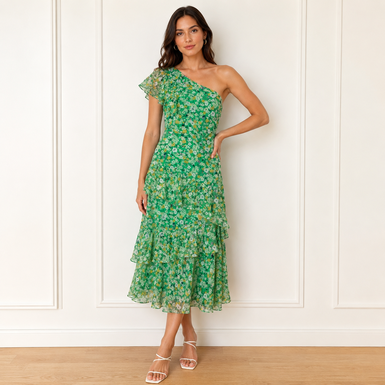 Astr The Label Victoriana Green Floral Dress Size M