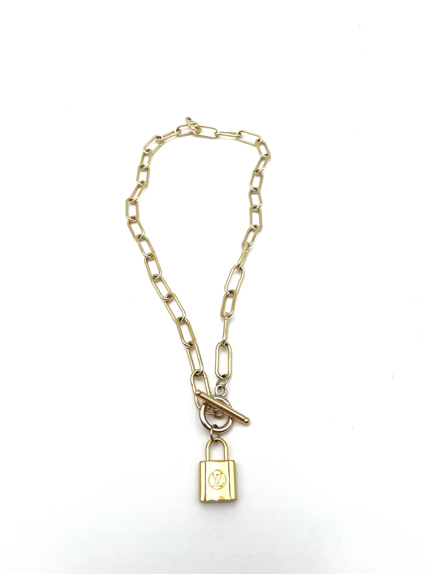 Authentic repurposed Louis Vuitton Lock Necklace