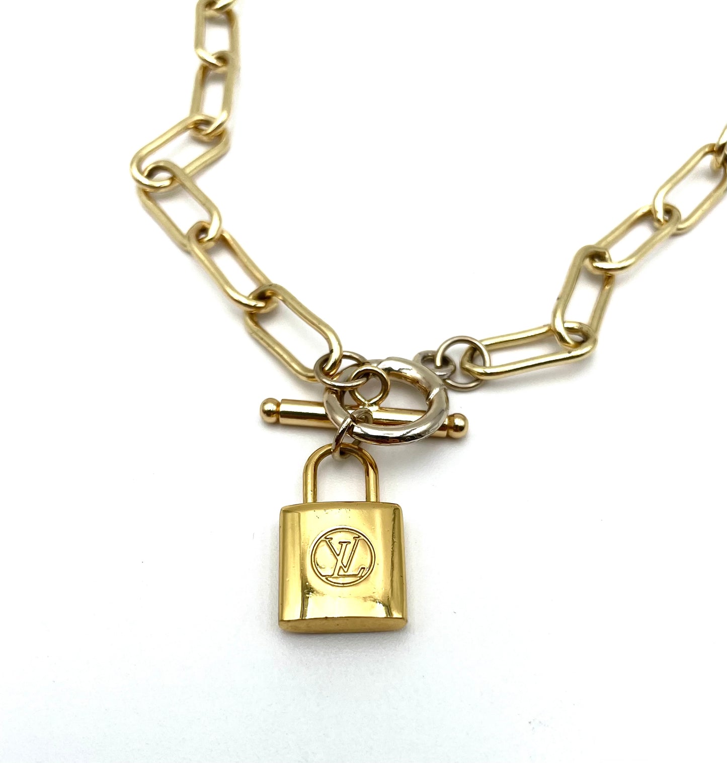 Authentic repurposed Louis Vuitton Lock Necklace