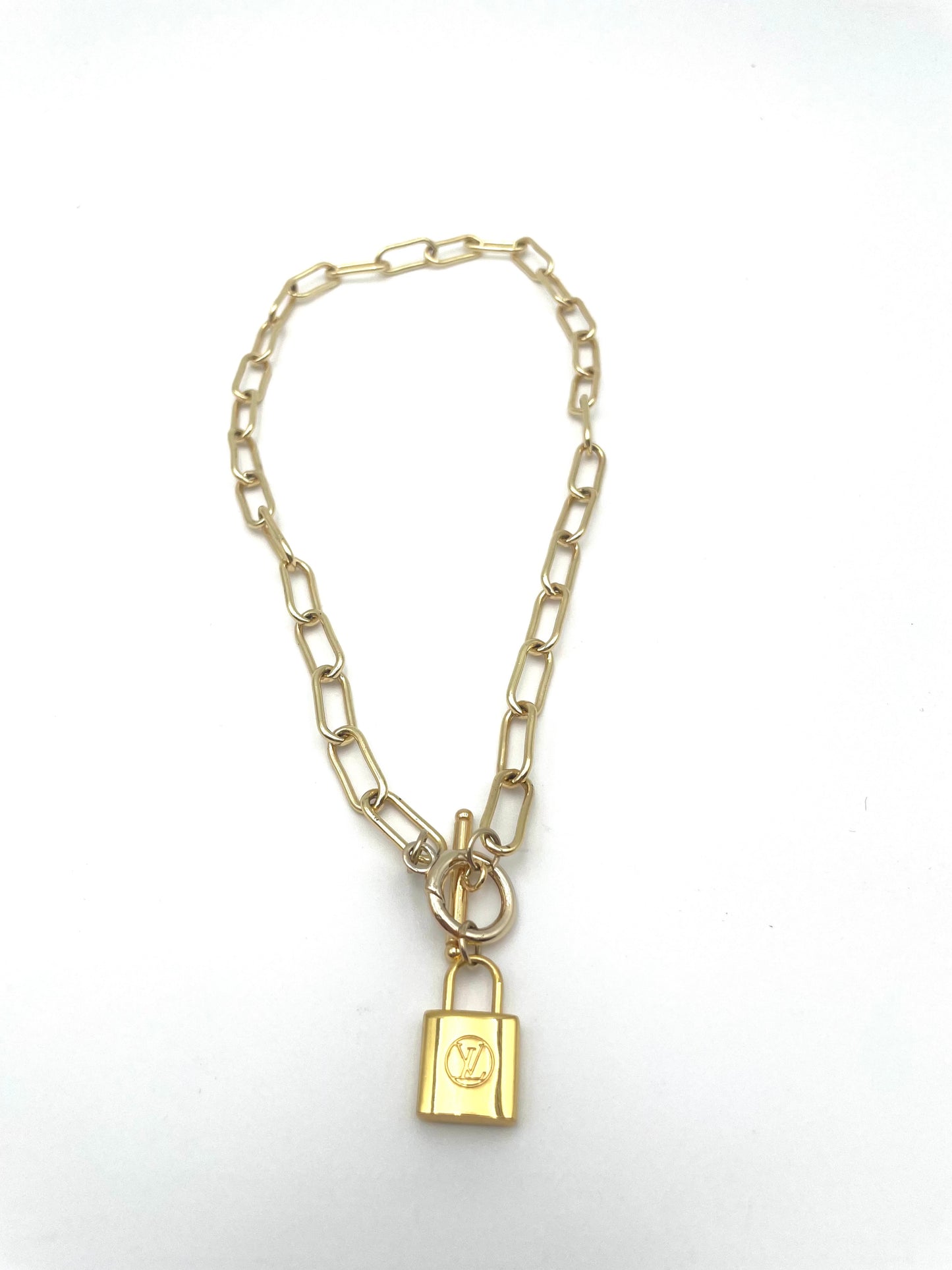Authentic repurposed Louis Vuitton Lock Necklace