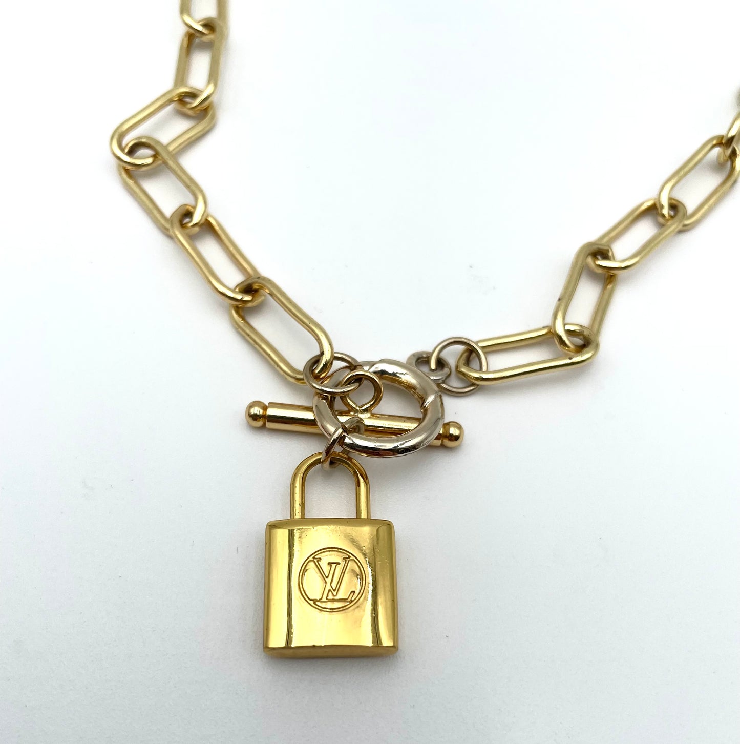 Authentic repurposed Louis Vuitton Lock Necklace