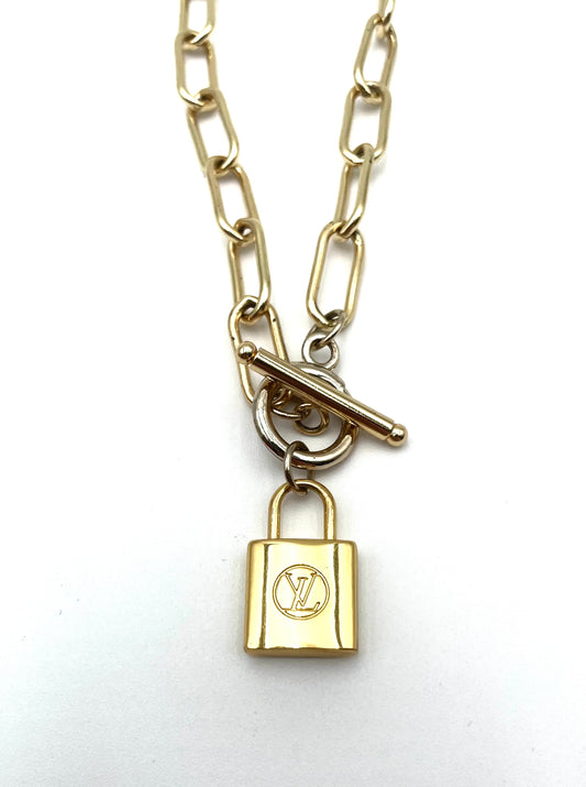 Authentic repurposed Louis Vuitton Lock Necklace