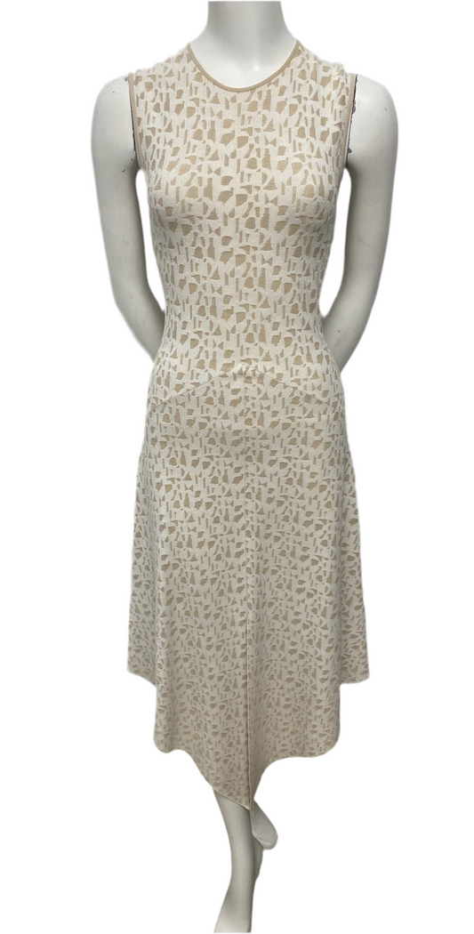 Akris Cream & Beige Geometric Print Dress Size S