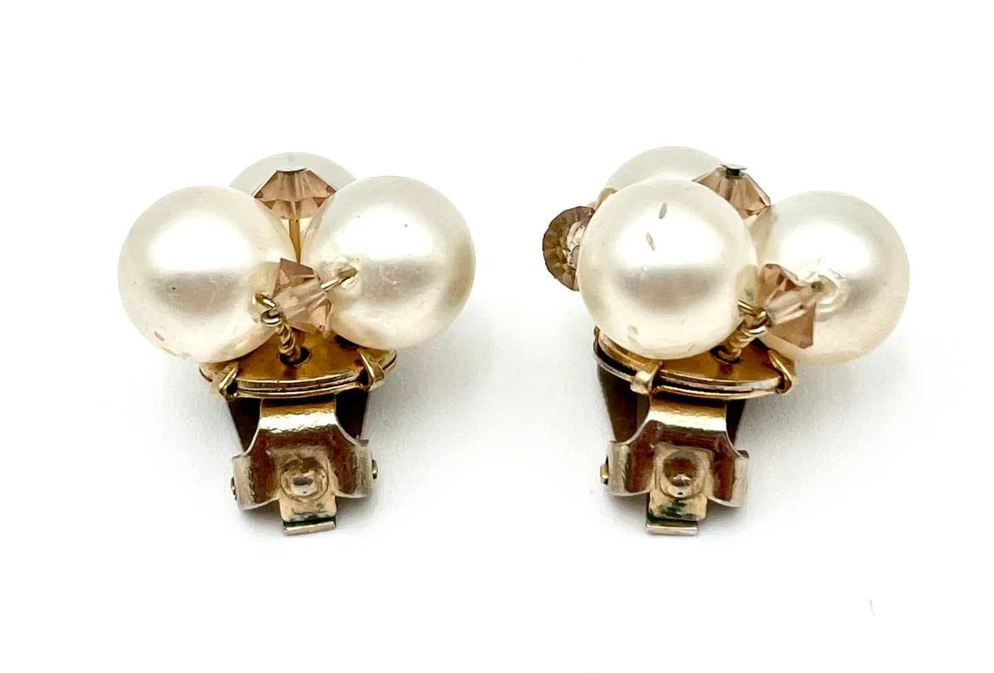 Vintage Sherman Faux Pearl Cluster Clip Earring