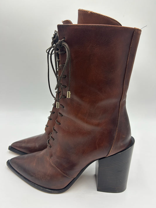 Capezzani Brown Leather Lace Up Boots Size 39