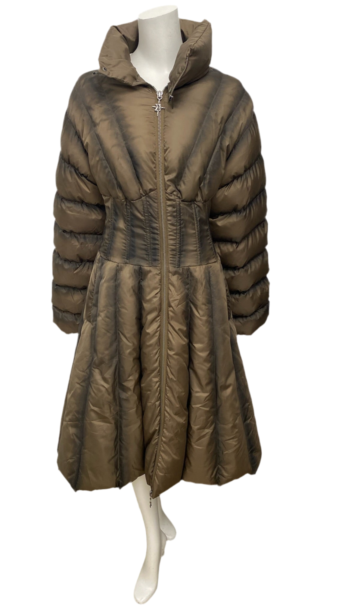 Barker Wave Brown Puffer Corset Jacket With Scarf Size L