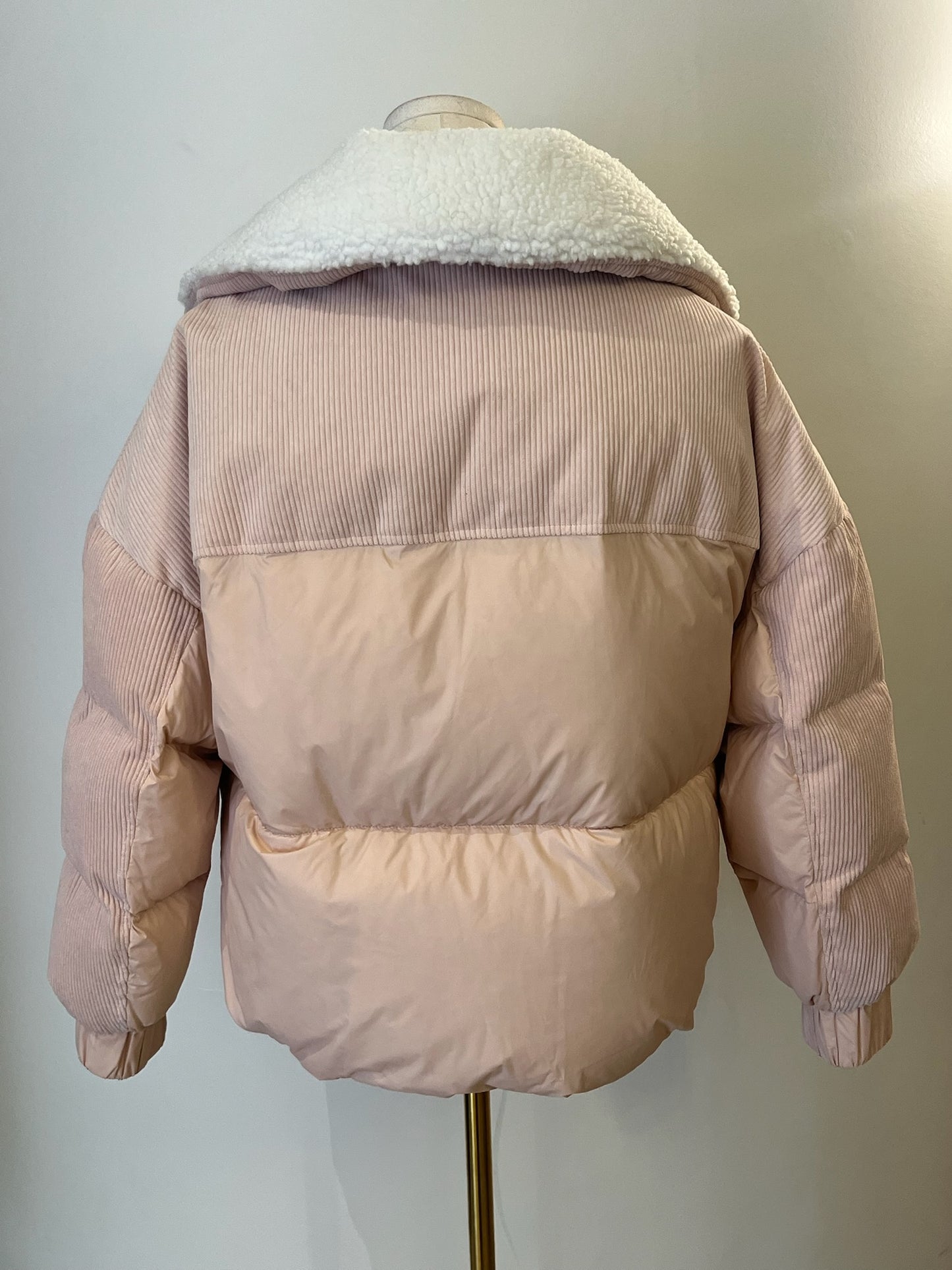 Brand New Moose Knuckle Elmira Pink Curduroy Puffer Jacket Size S