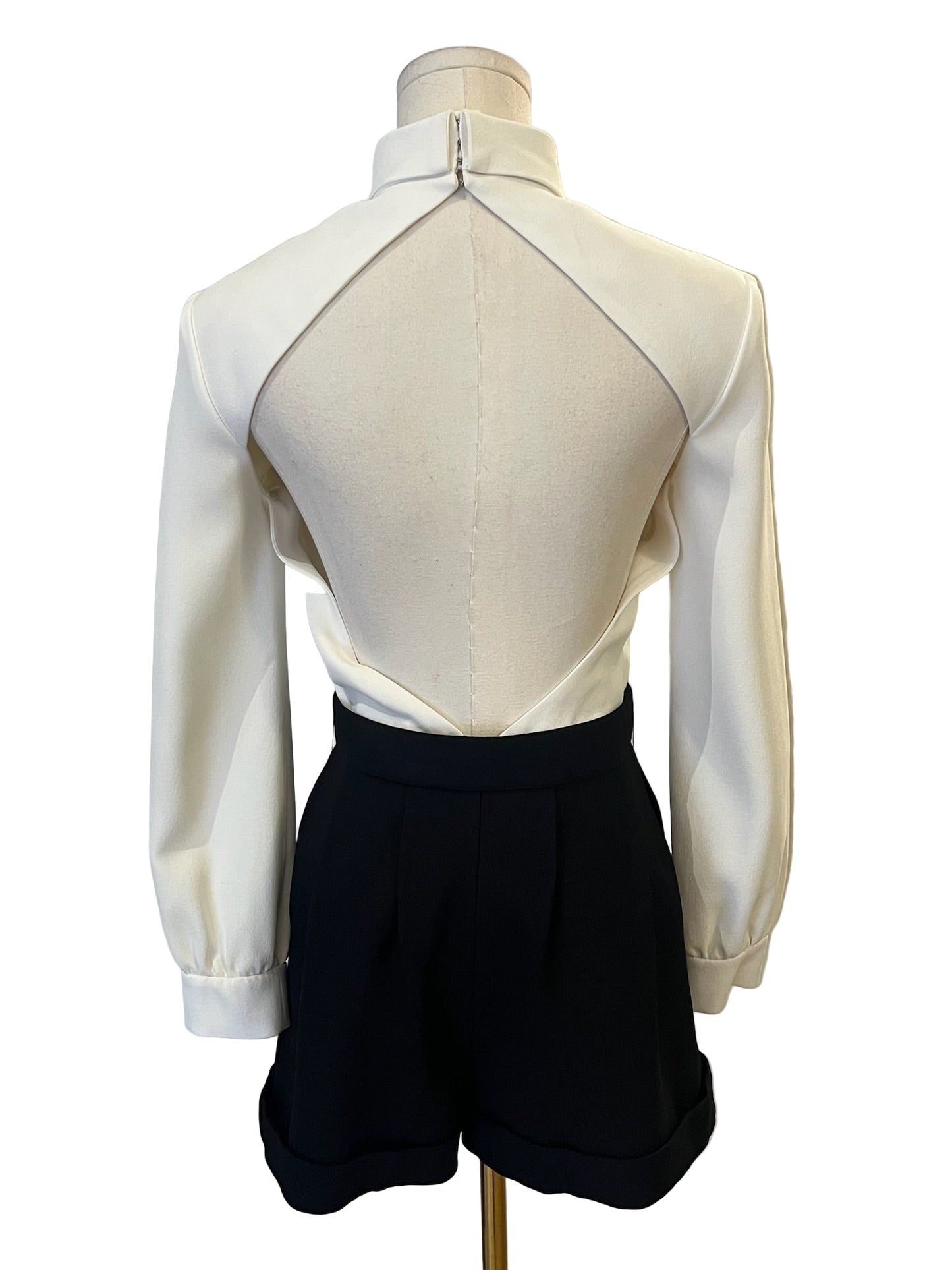 Saint Laurent Black & White Open Back Romper Size 36