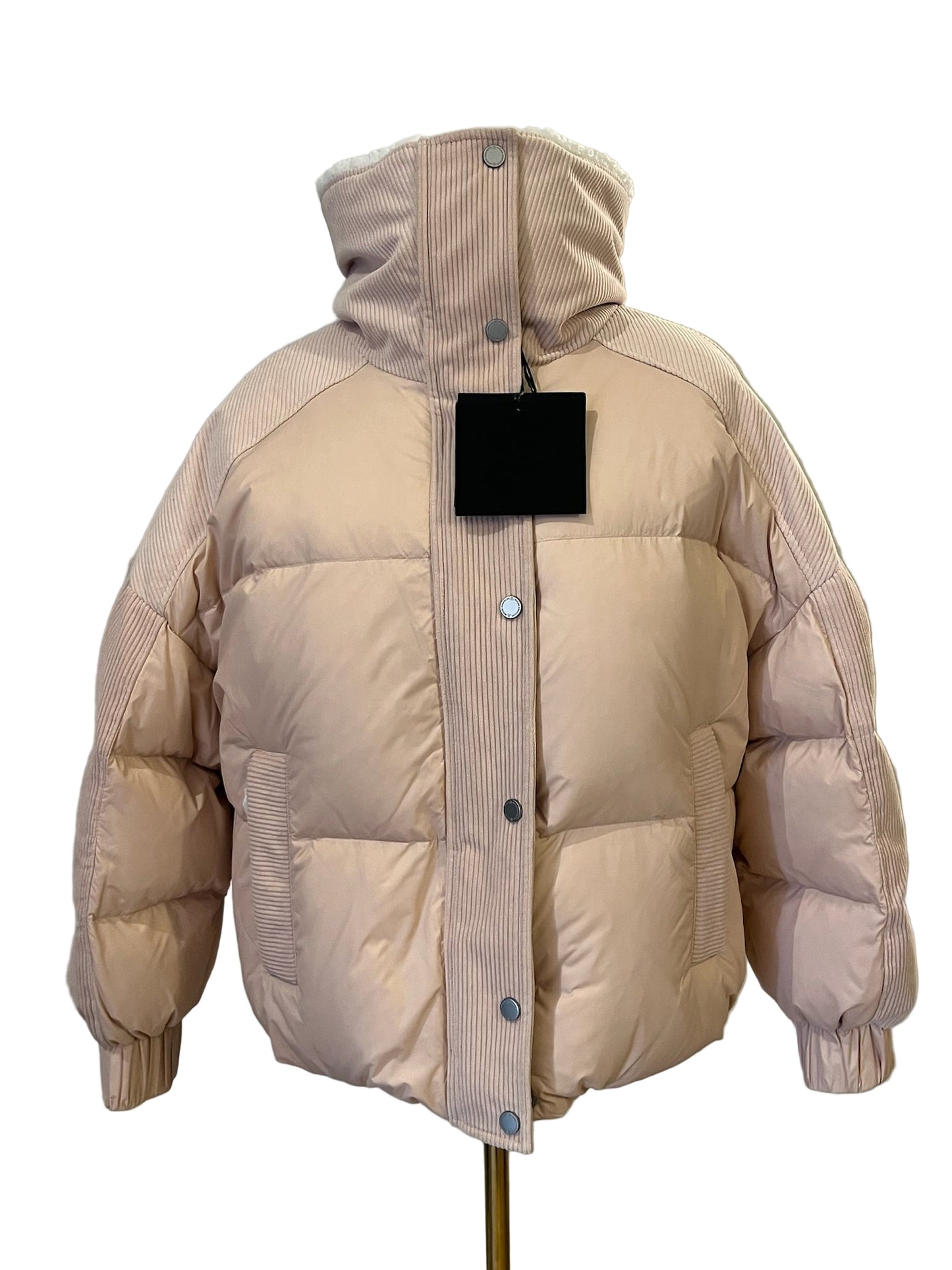 Brand New Moose Knuckle Elmira Pink Curduroy Puffer Jacket Size S