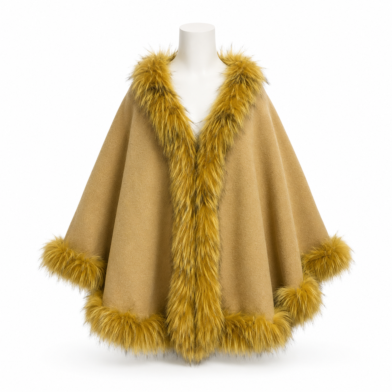 Brown &  Yellow Fur Cape Jacket O/S