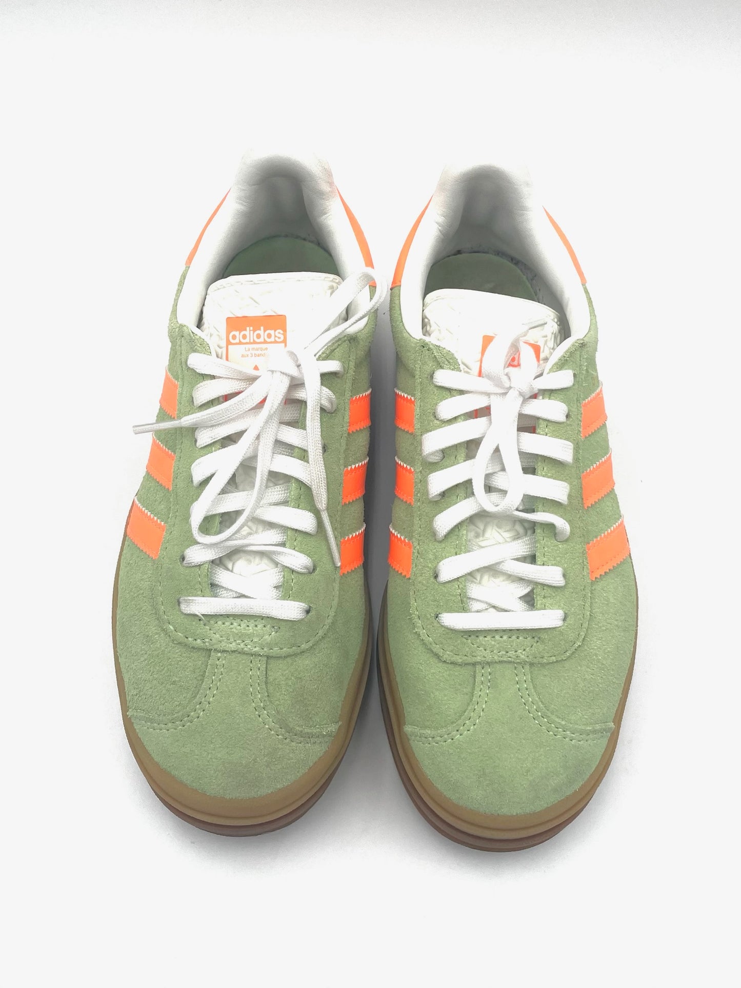 Adidas Bold Green & Orange Stripe Sneakers Size 7.5