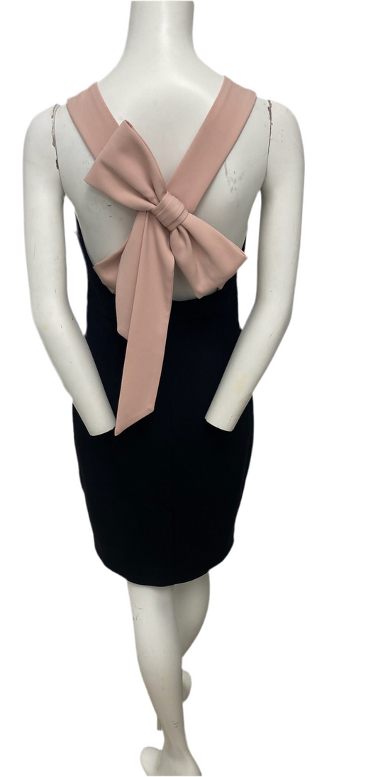 Brand New Badgley Mischka Black & Pink Bow Dress Size 4