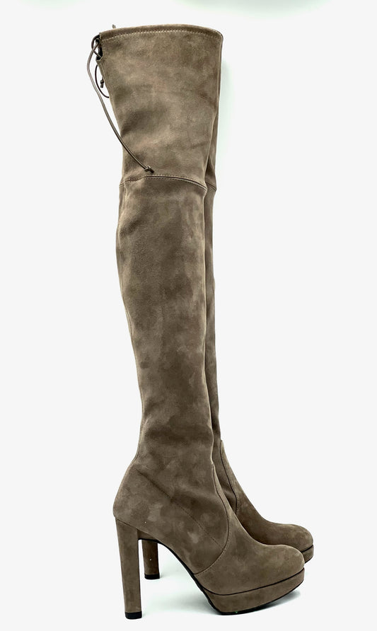 Stuart Weitzmann Grey Suede Highland Boots Size 7.5