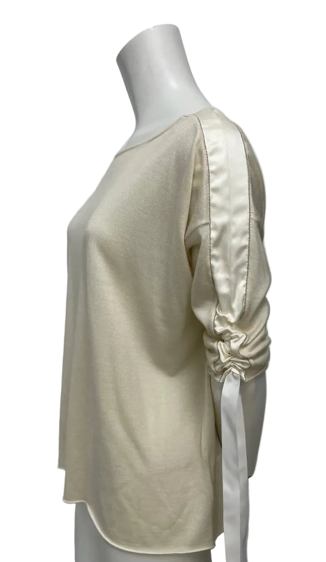 Fabiana Filippi Cream Cashmere Ruched Blouse Size XS