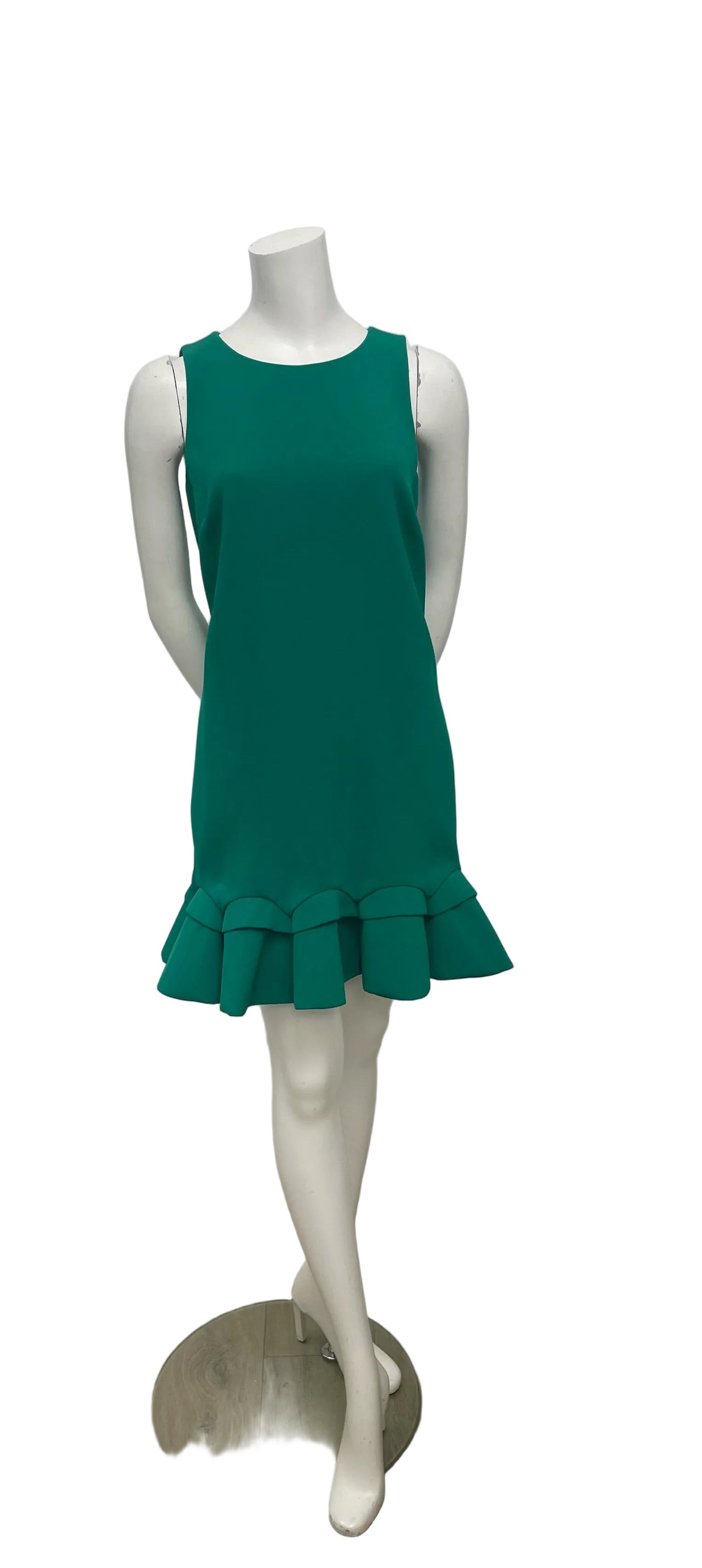 Badgley Mischka Green Drop Waist Ruffle Dress Size 2