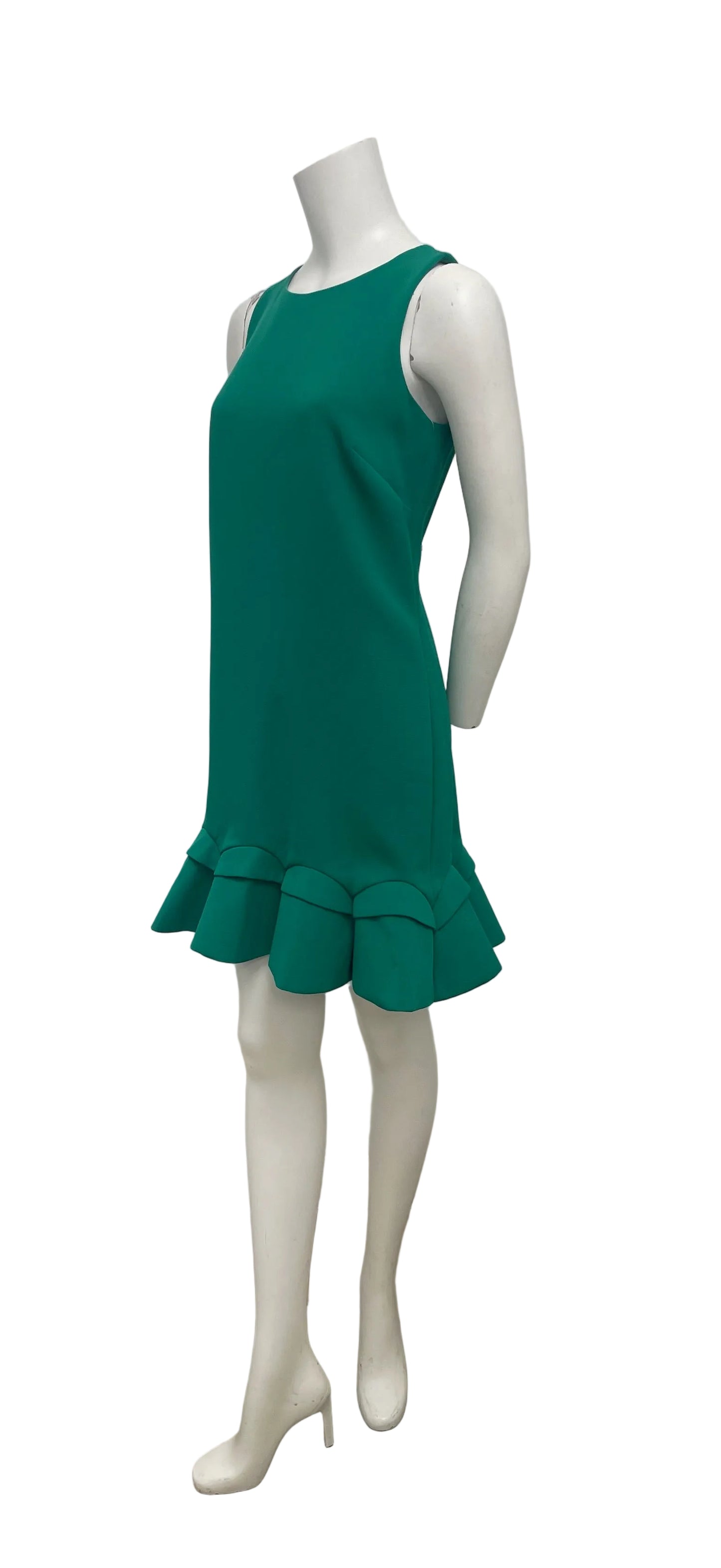 Badgley Mischka Green Drop Waist Ruffle Dress Size 2