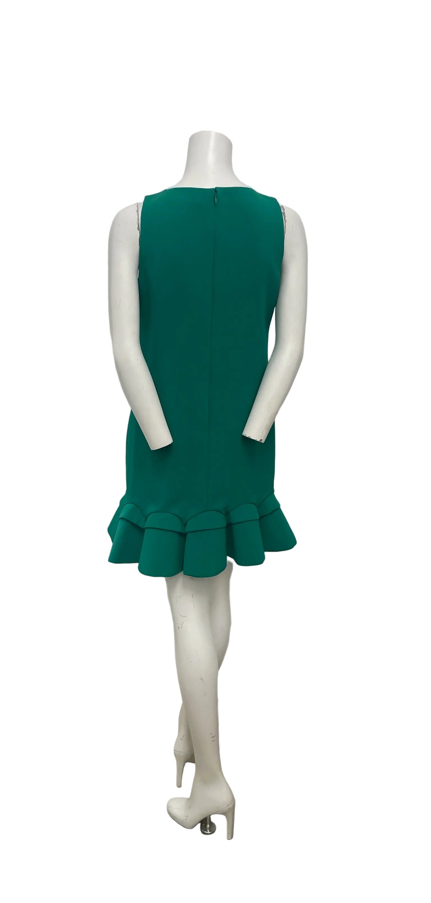 Badgley Mischka Green Drop Waist Ruffle Dress Size 2