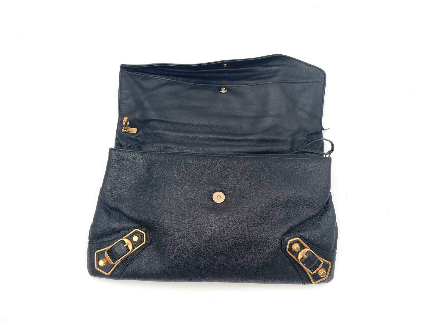 Balenciaga Black Motocross Metallic Edge Envelope Clutch