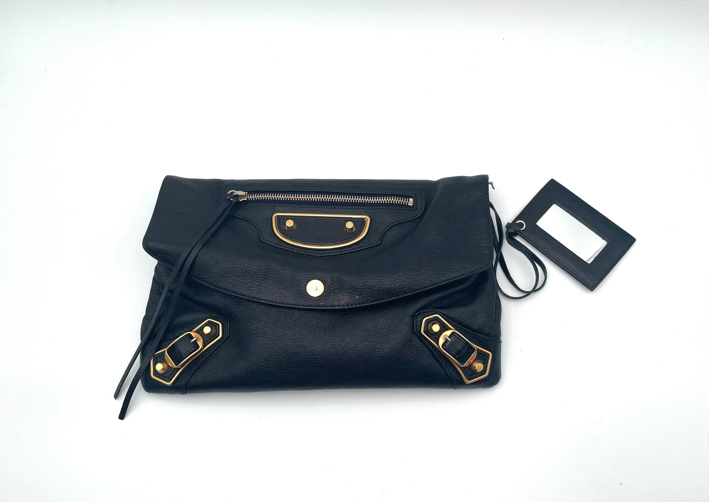 Balenciaga Black Motocross Metallic Edge Envelope Clutch