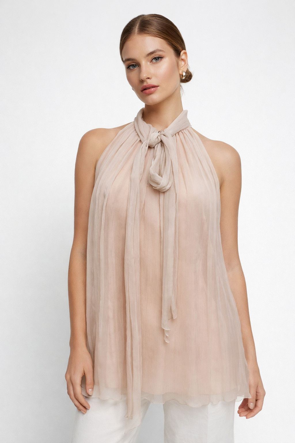 Brand New Blue Marine Light Pink Silk Halter Top Size 6