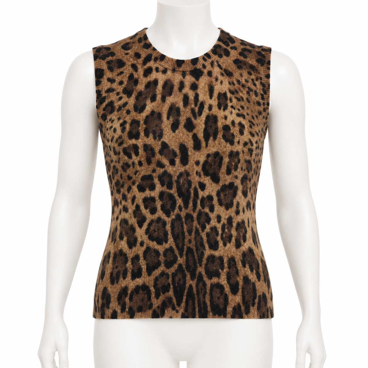Brand New Dolce & Gabanna Leopard Print Cashmere Vest Size 42 US 6
